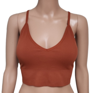 Copper colored seamless v-neck